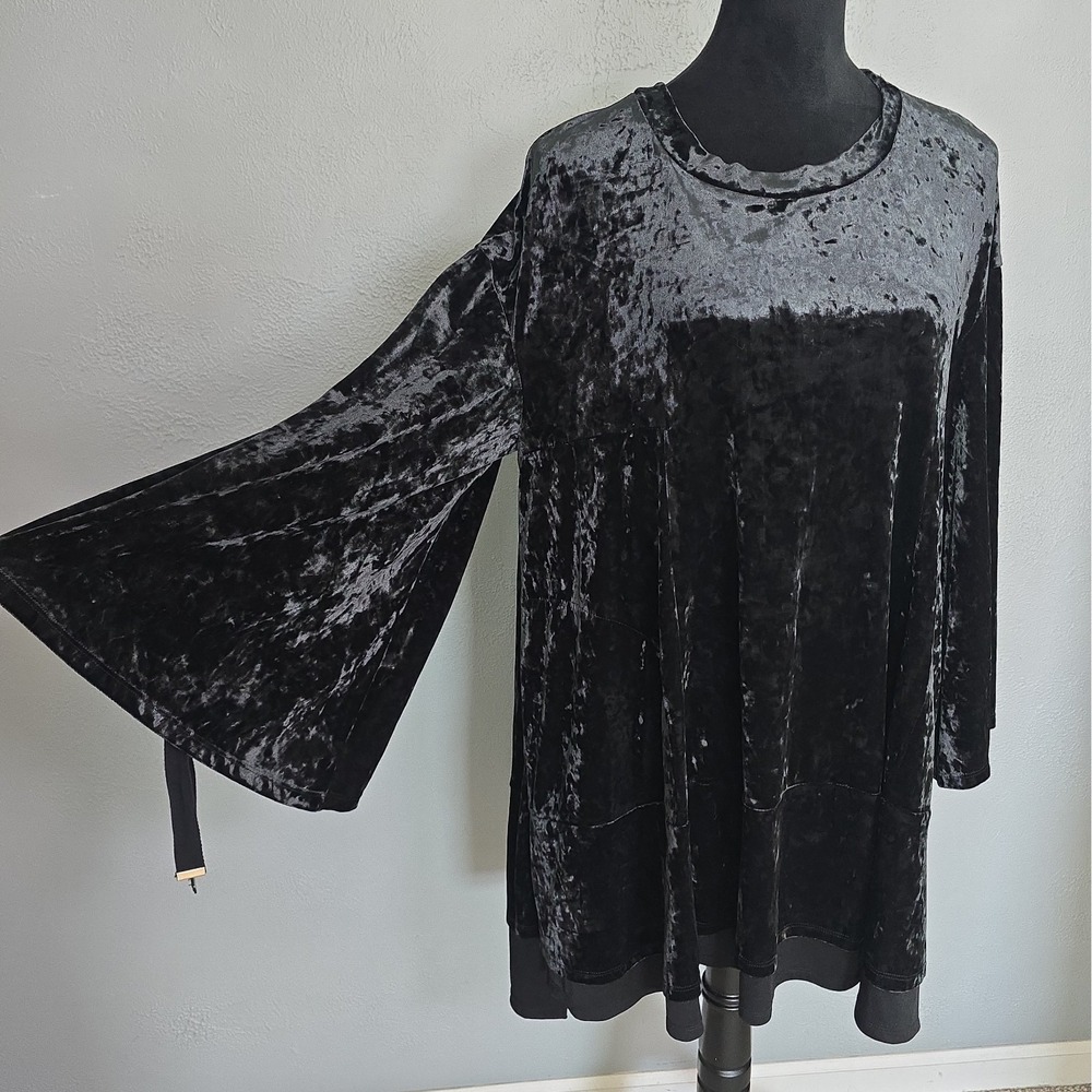 HAH Hot As Hell Phaht City Crushed Velvet Mini Dress Medium Black Witchy Goth